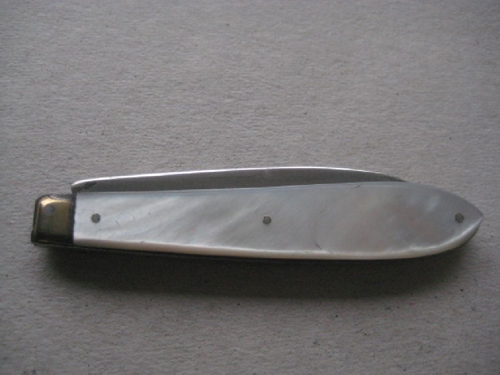 Rare George IV Mother of Pearl Hafted Twin Silver Bladed Folding Fruit Knife - Image 10 of 12