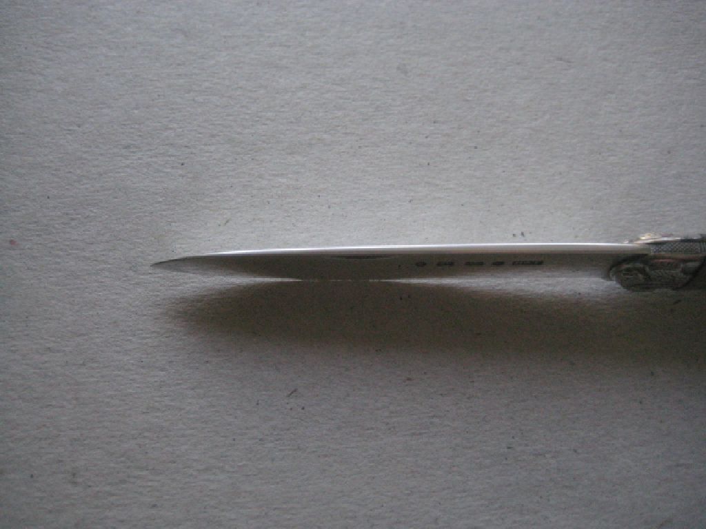 Rare Victorian Prince of Wales Feathers Engraved Silver Fruit Knife - Image 3 of 9