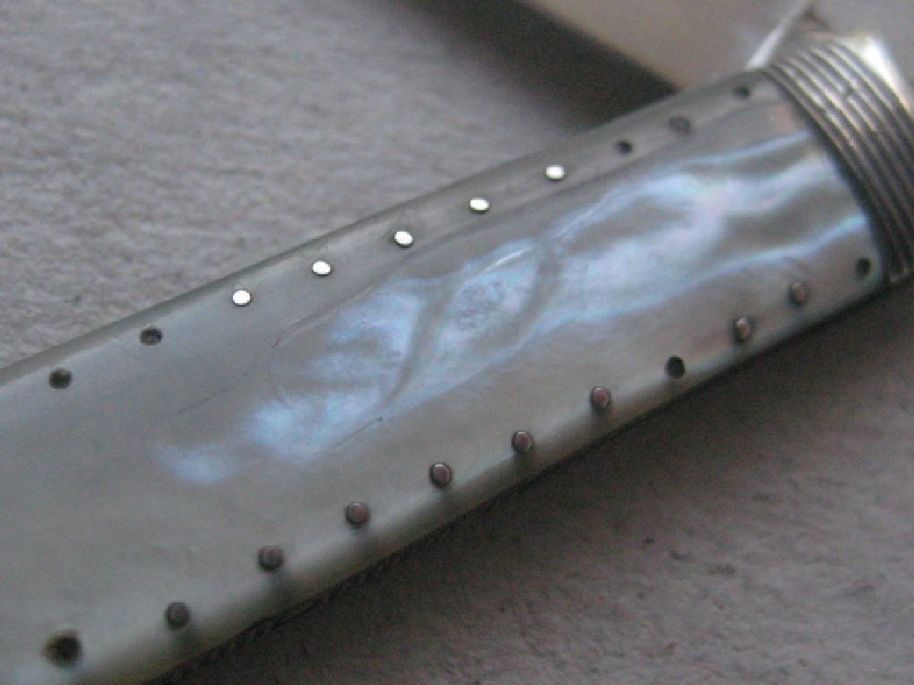 George III Mother of Pearl Hafted Silver Bladed Folding Fruit Knife - Image 4 of 12