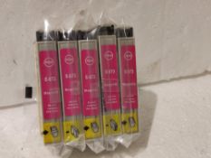 5 Packs of E-873 Ink Cartridge Replacement for Epson T0873 Magenta