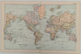 Antique Map 1899 G. W Bacon & Co . The World Not Framed. Measures 35cm by 53cm