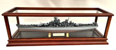 Franklin Mint USS Missouri Model Boat on Stand and In Glass Case