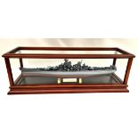 Franklin Mint USS Missouri Model Boat on Stand and In Glass Case