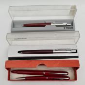 Platinum Fountain Pen and 2 Parker Ball Point Pens In original Cases