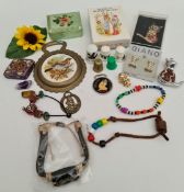 Parcel of Vintage Items Includes Peter Rabbit Cards Thimbles Costume Jewellery etc
