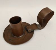 Antique Copper Hand Made Night Candle Holder. Clearly a naive made copper candle holder