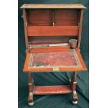 Antiques Edwardian Slim Ladies Upright Writing Desk. Drop down door or desk top to the front
