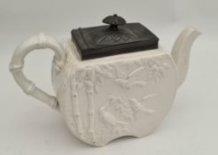 Antique White Stone Ware Chinoiserie Copeland Tea Pot Chinese c1874