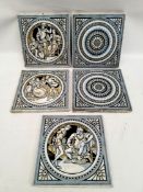 Antique Selection of Mintons China Works Stoke-on-Trent tiles. Shakespeare Plays plus Patterned.