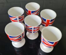 Vintage 6 Mid 20th Century Egg Cups With Union Jack Flags on Them