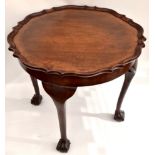Antique Early 20th Century Round Low Table Ball & Claw Feet with pie crust edged top