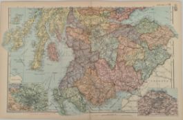 Antique Map 1899 G. W Bacon & Co . Scotland South Not Framed. Measures 35cm by 53cm