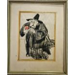Vintage Naive Framed Art Sketch of Witch From Snow White