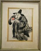 Vintage Naive Framed Art Sketch of Witch From Snow White