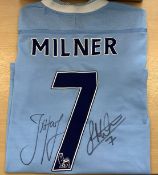 Manchester City Football Shirt Signed By James Milner & Joe Hart