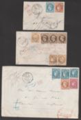 France / G.B. - Registered 1871 Registered covers (2) and a piece to England all franked by the impe