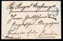 G.B. - Royalty / Isle of Wight / Germany 1868 Stampless cover (edge tear) to Berlin with a crown and