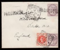 G.B. - Paquebots / Italy 1894 (Feb 18) Cover to England franked G.B. 1/2d and 1d (2), two stamps ca