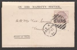 G.B. - Officials 1886 Board of Trade O.H.M.S. wrapper to H.B.M.s Vice-Consul in Venice bearing 1883
