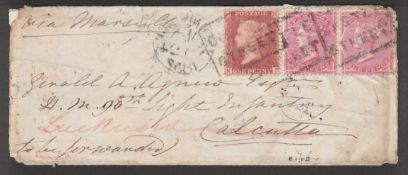 Great Britain - Scotland - Locals / India 1857 (Nov 24) Cover (minor faults) bearing 4d rose pair a