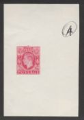 Great Britain - King George VI 1943 6d Air letter stamp die proof in red on white paper 63 x 94mm nu