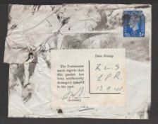Great Britain - World War Two 1941 (Sep 13) Cover from the Waldorf Hotel, torn and soiled, a label