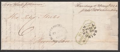 G.B. - Ship Letters - Hull / Hamburg 1844 Entire letter from Leipzig to England "via Hull per steame