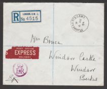G.B. - Royalty 1954 (Aug 4) Registered express cover with enclosed letter from Queen Elizabeth the Q