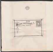 South Australia 1891-96 Competition Essays - 2d Post Card Essay, the frame and Coat of Arms printed