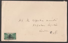 G.B. - King George V 1935 1/2d Silver Jubilee stamp on cover to H.E. The Nepalese Minister and Her