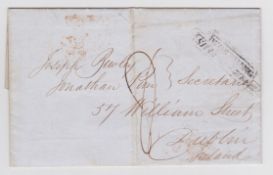 G.B. - Ship Letters - Worthing 1847 Entire letter from New York to Dublin handstamped "WORTHING / SH