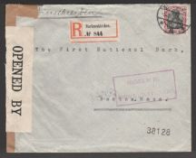 G.B. - World War One 1916 (Aug 5) Registered cover from Germany to the USA, detained in transit by
