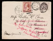 G.B. - Exhibitions 1886 Cover to the USA franked 2.1/2d lilac cancelled at South Kensington, backsta