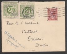 Great Britain - Railways1924 (Apr. 24) Cover to India endorsed "To be posted on arrival Liverpool S