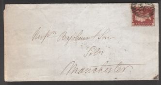 G.B. - Line Engraved 1856 Entire letter from London to Manchester with 1855 1d red -brown on more-or