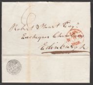 Great Britain - Scotland 1808 Entire Letter from Harstone to Edinburgh backstamped by a good "BEILD"