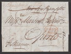 G.B. - Registered Mail 1849 Entire letter registered from London to Oporto prepaid 4/-. Registered