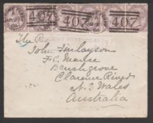 G.B. - Postage Dues / Scotland 1888 Cover to New South Wales franked by 1d lilac strip of six cancel