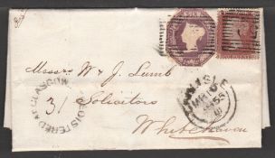 G.B. - Registered / Scotland 1855 Entire letter registered from Glasgow to Whitehaven franked 1d + e