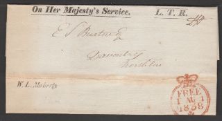 G.B. - Frees 1838 Printed Entire Letter (horizontal file fold) of the Land Tax Registry with scarce
