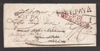 G.B. - London - Foreign Branch 1824 Entire Letter from Paris to London, redirected to Edinburgh, wi