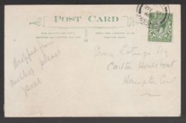 G.B. - Air Mails / Kent 1915 (Aug 16) Postcard posted from Sidcup to a houseboat at Hampton Court fr