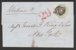 G.B. - Embossed Issues 1848 Retaliatory rate Entire Letter from England on 20th December to New York
