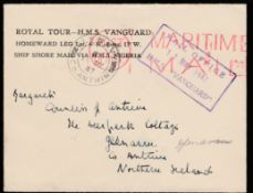 G.B. - Royalty / South Africa 1947 Stampless cover with printed heading "ROYAL TOUR - H.M.S VANGUARD