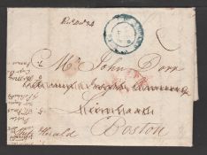 G.B. - Transatlantic / U.S.A. 1819 Entire Letter from London to Liverpool, readdressed to Boston, Un