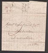 G.B. - Bristol 1794 Entire Letter from Clifton to Ashburton, backstamped by the very uncommon circul
