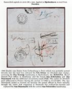Denmark / Sweden 1862 Entire letter from Gothenburg to Paris endorsed "p. Orion", posted into the ma
