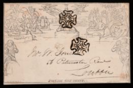 G.B. - Mulreadys 1843 1d Lettersheet stereo A67 (small closed file hole) used from Wincanton to Lond