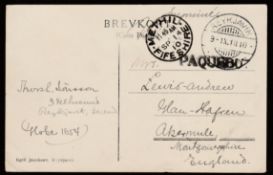 G.B. - Paquebots - Methil / Iceland 1910 Picture postcard of Reykjavik addressed to Scotland, Icela