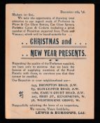 G.B. - Christmas / Postal Stationery 1898 1/2d Postcard with a printed advert on the reverse for per